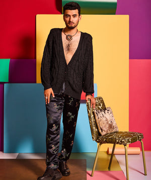 Rose brocade pant