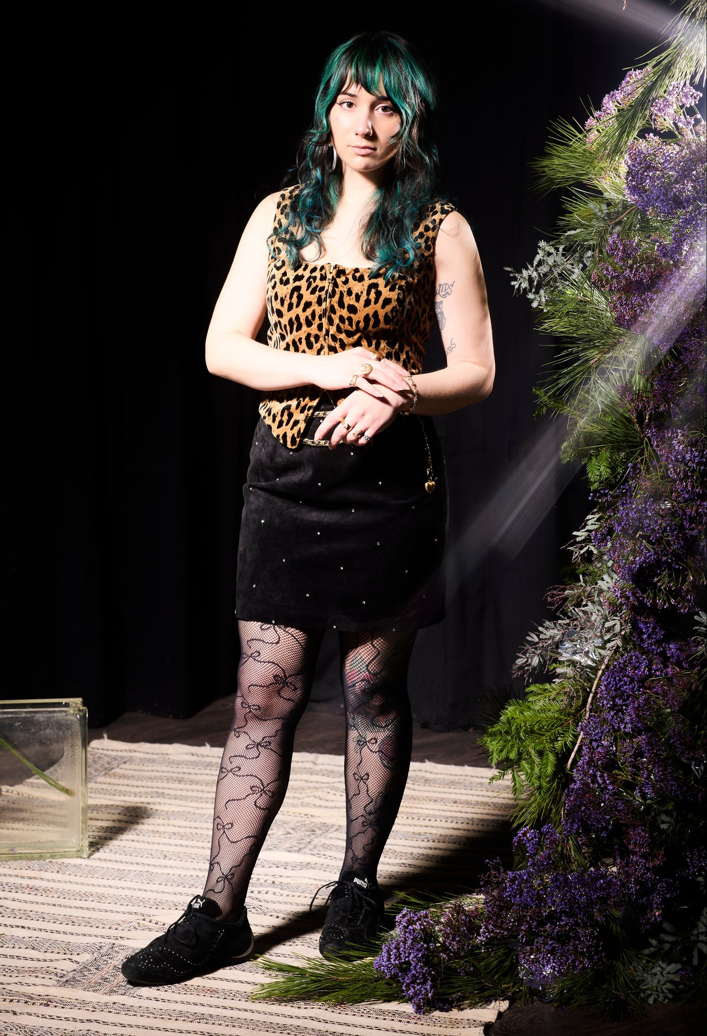 Maxima Rhinestone Suede Mini Skirt