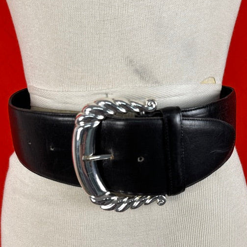 Silver Buckle Leather Belt