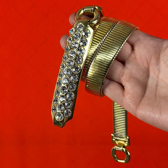 Rhinestone & Metal Stretch Belt
