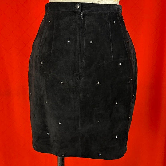 Maxima Rhinestone Suede Mini Skirt