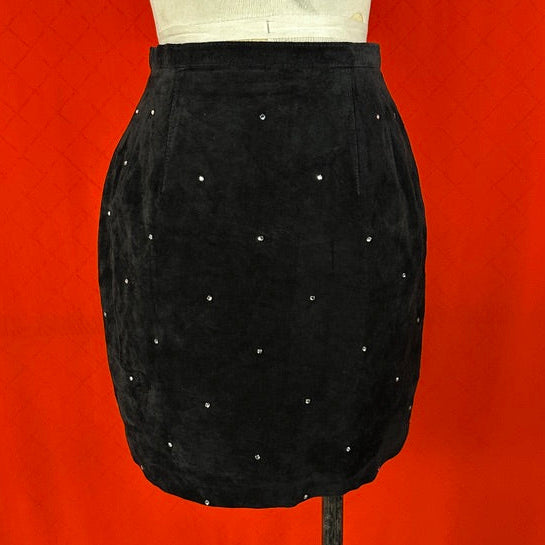 Maxima Rhinestone Suede Mini Skirt