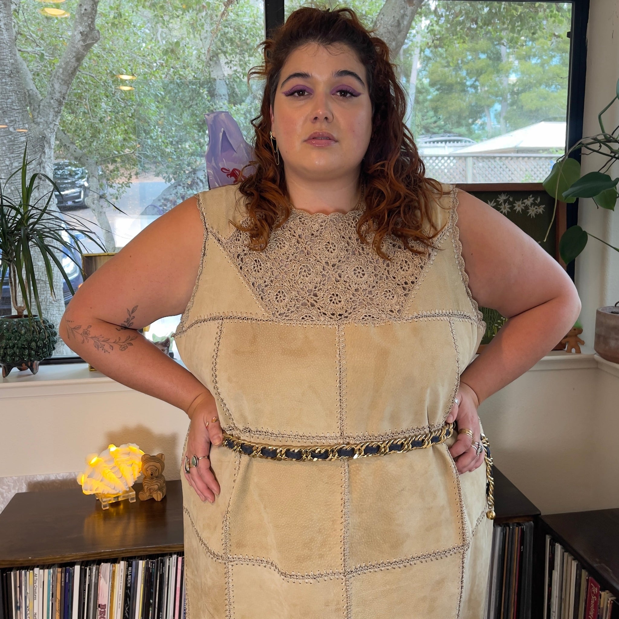 Suede + Crochet Dress