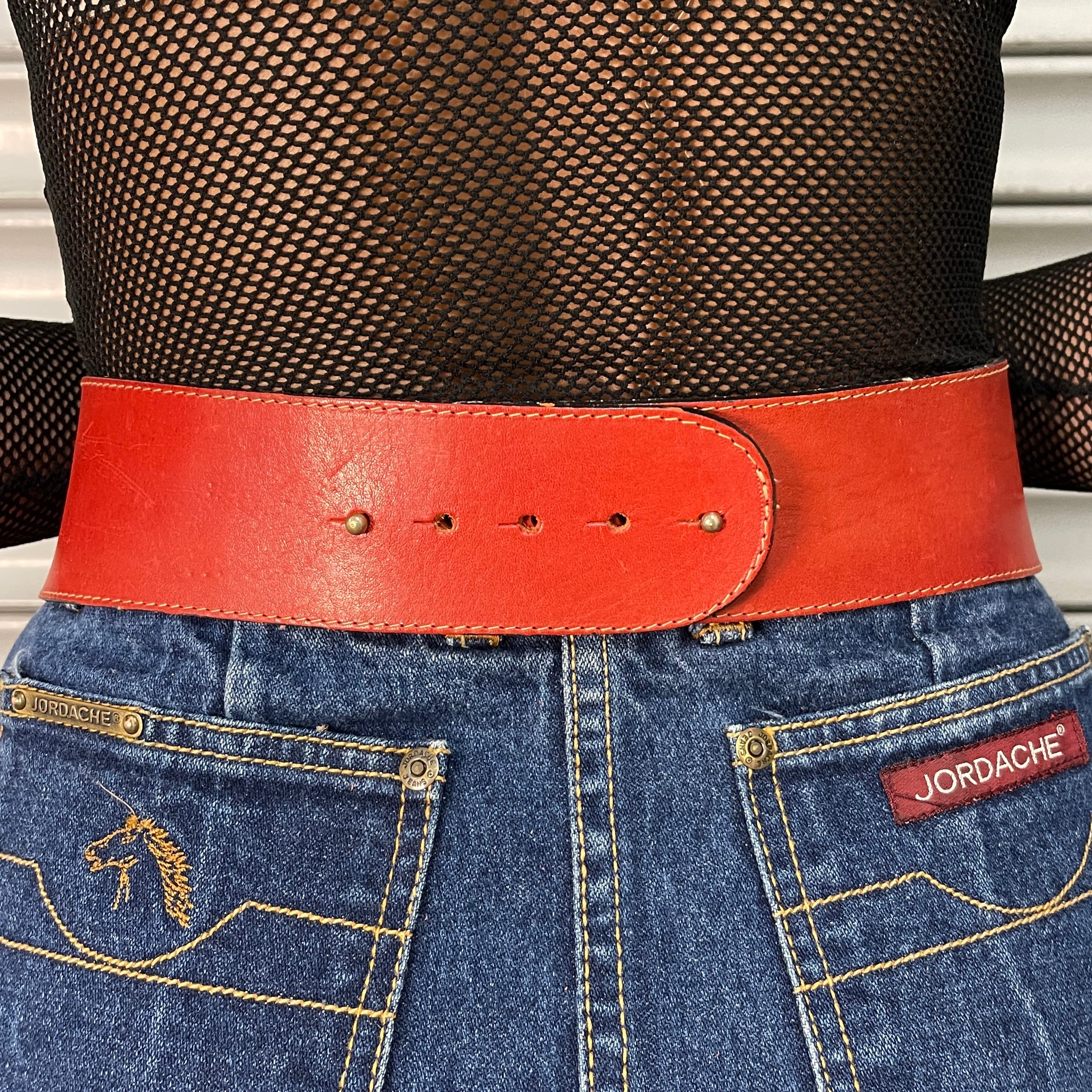 Wide Leather studded belt