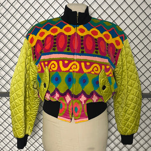 Escada Velvet Ikat Bomber Jacket