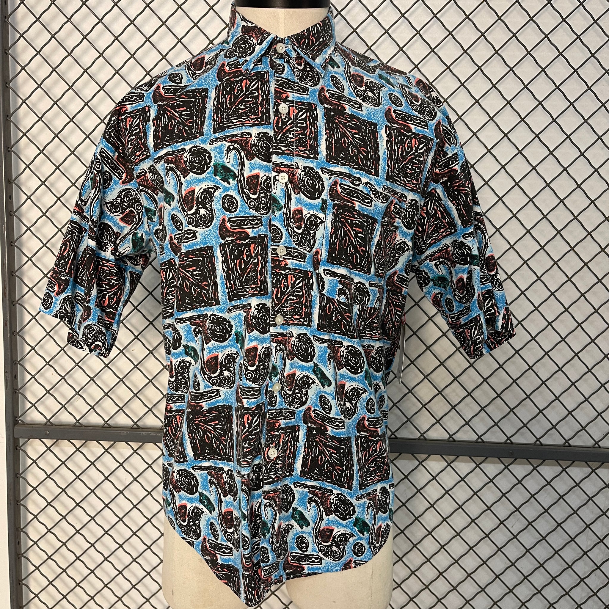 Abstract Saxophone Button Up