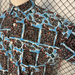 Abstract Saxophone Button Up