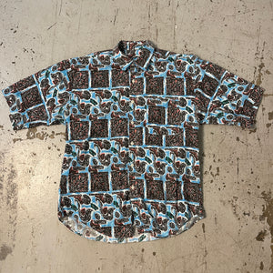 Abstract Saxophone Button Up