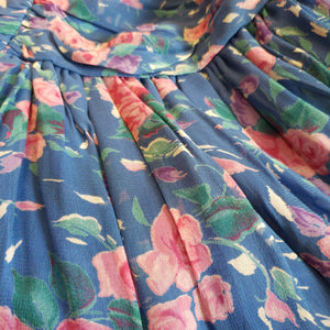 1980s Rose garden chiffon dress