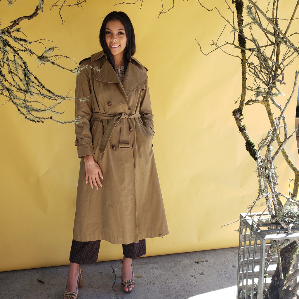 Wool lined 1980s trench coat