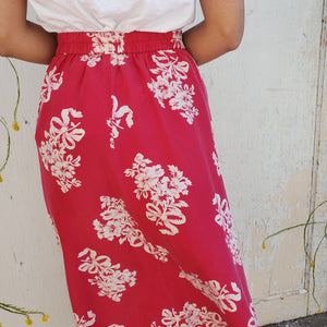Floral ribbon silk skirt