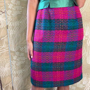 Plaid wool blend skirt