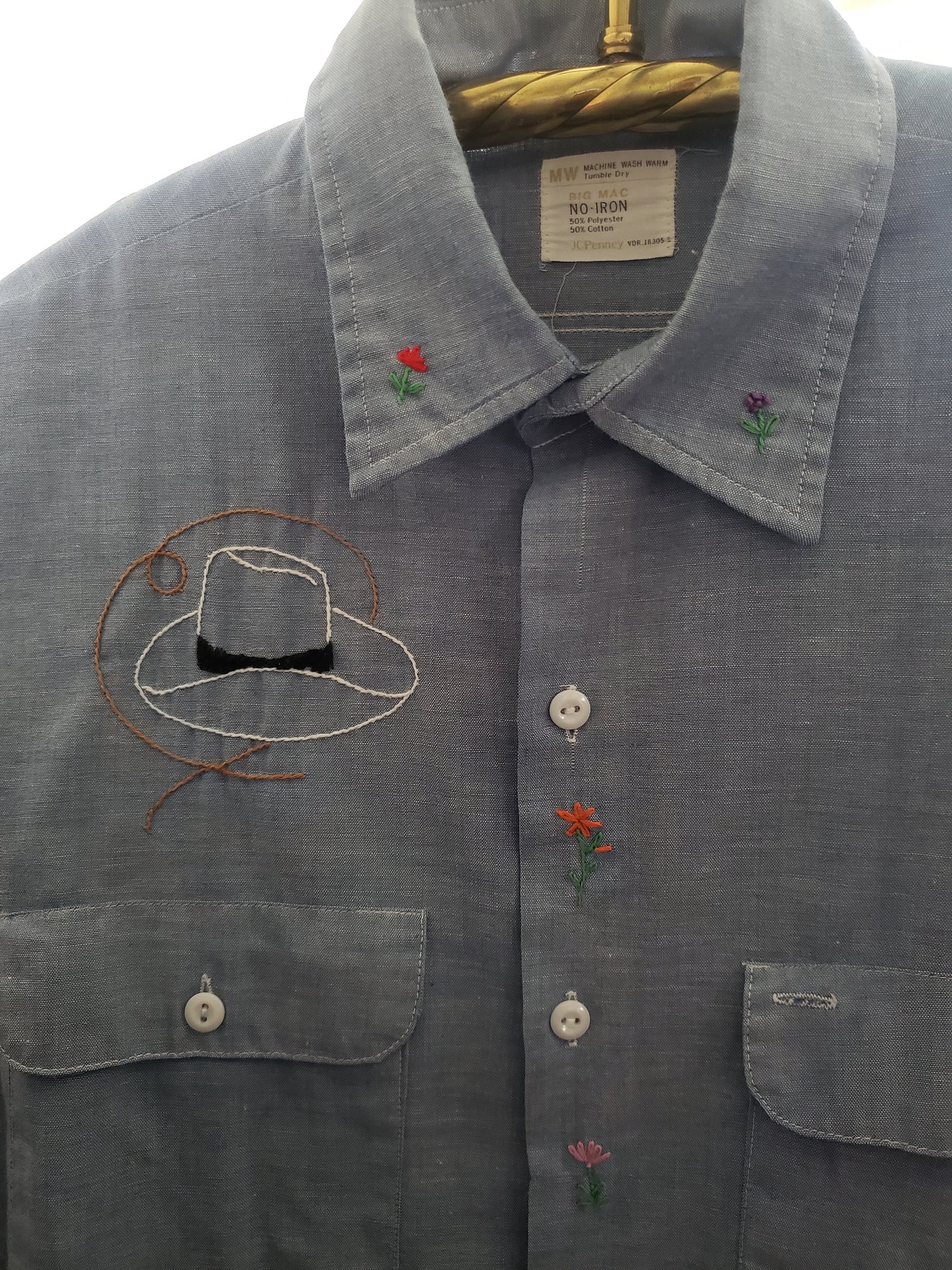 1970's Cross-Stitch Embroidery Shirt
